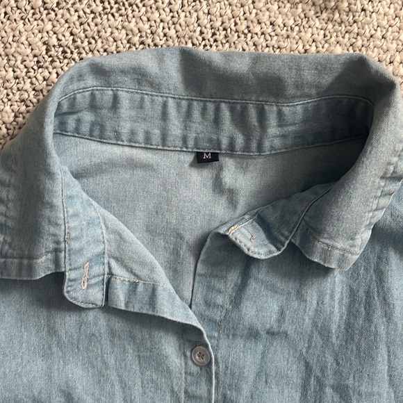 Button-down Chambray Long Sleeve Dress - Picture 3 of 5